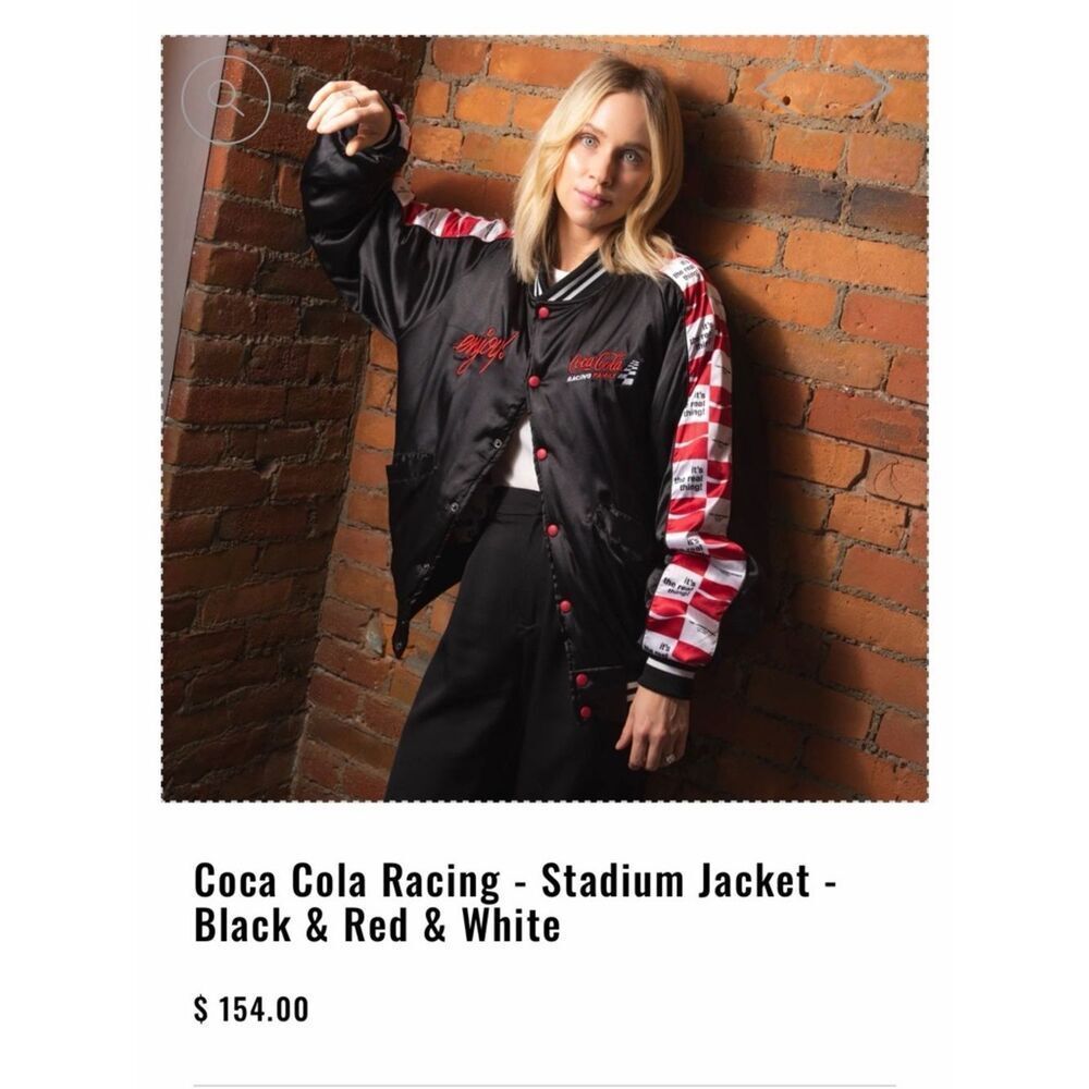 The Laundry Room Coca Cola Racing Satin Stadium Jacket Black w/ Bottle Opener L - Picture 9 of 11
